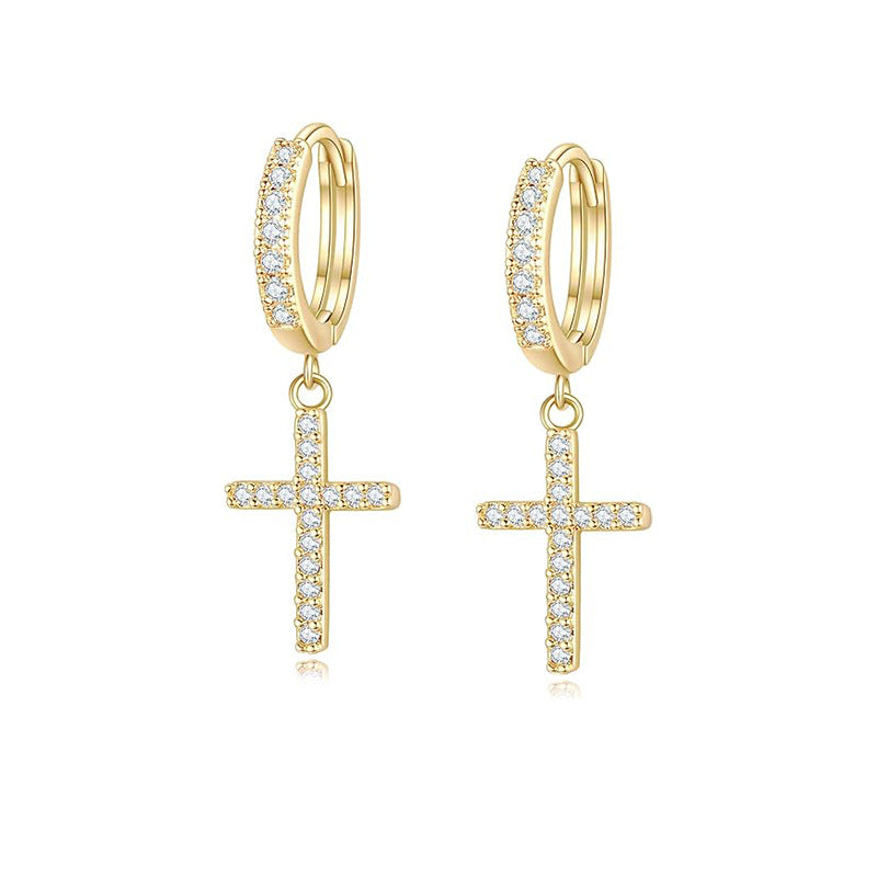 Damen Ohrhänger mit funkelndem Kreuz-Design und harmonischem Verschluss Shop Nory