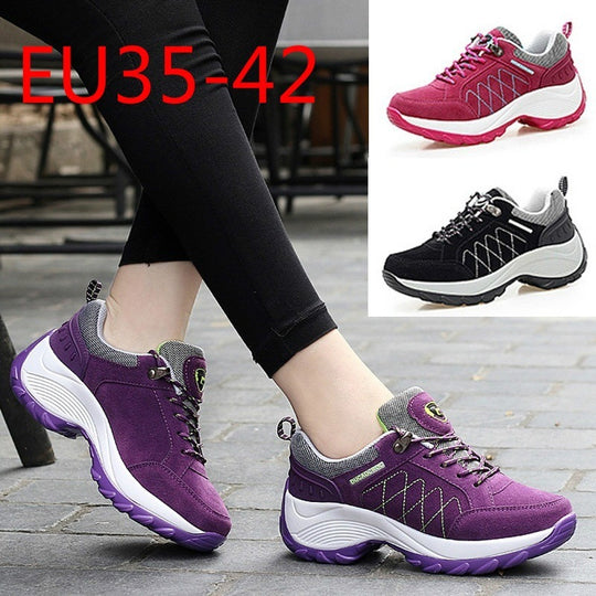 Damen Bequeme Outdoor-Walking-Sneaker mit verstärkter Profilsohle und gepolstertem Knöchelkragen Shopy Nory