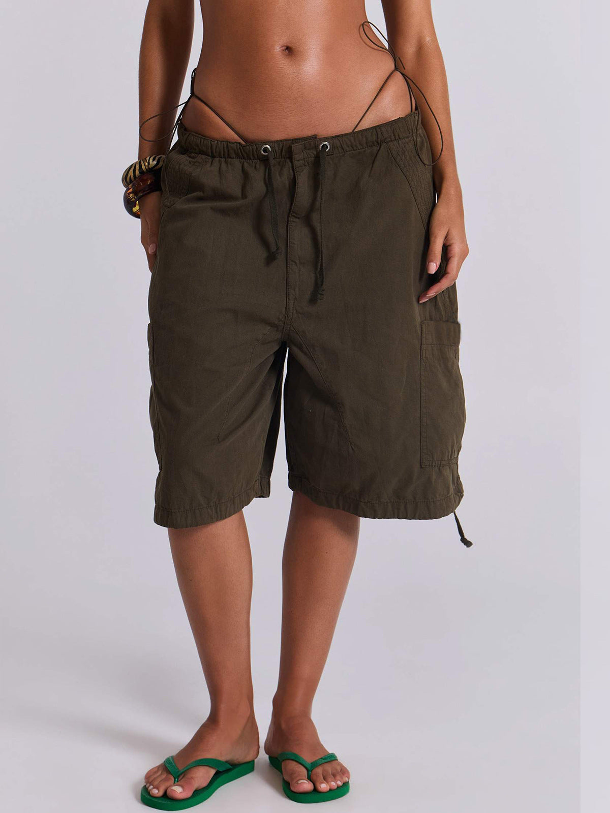 Damen lässige kurze Cargo-Shorts mit verstellbarem Bund und praktischen Taschen