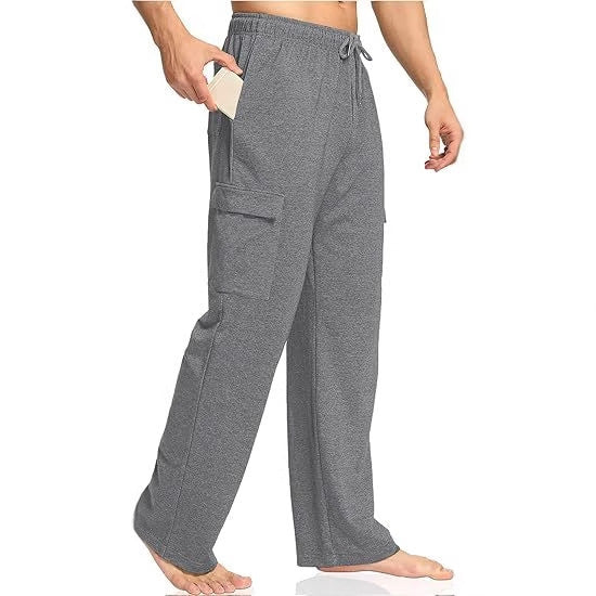Herren nan komfortable Cargo-Loungehose mit elastischem Bund, Kordelzug, geradem Bein und aufgesetzten Klappentaschen Shop Nory