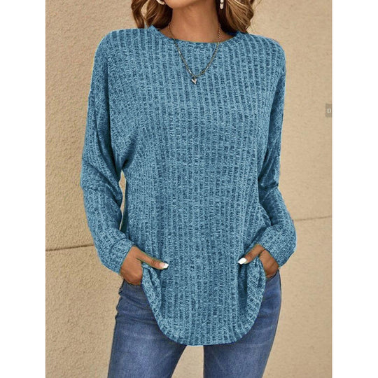 Damen Oversized Struktur-Strickpullover mit Rundhals und Eingrifftaschen Shop Nory