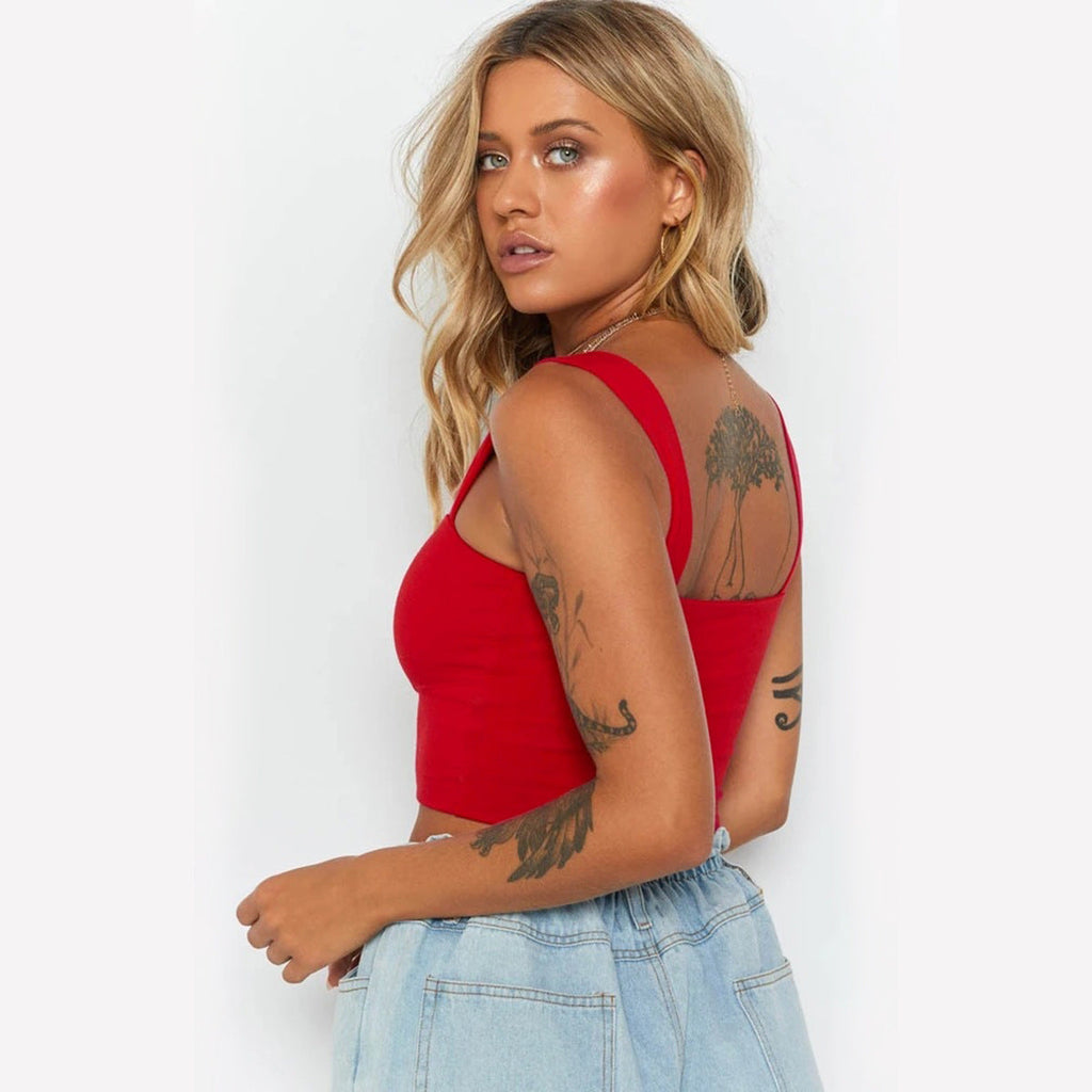 Damen Figurbetontes Crop-Top mit breiten Trägern