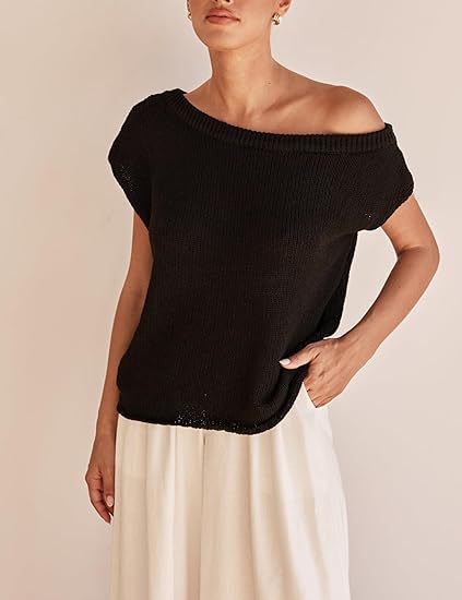 Damen lässiges Oversized Strickoberteil mit offener Schulterpartie