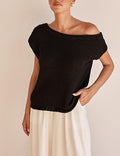 Damen lässiges Oversized Strickoberteil mit offener Schulterpartie