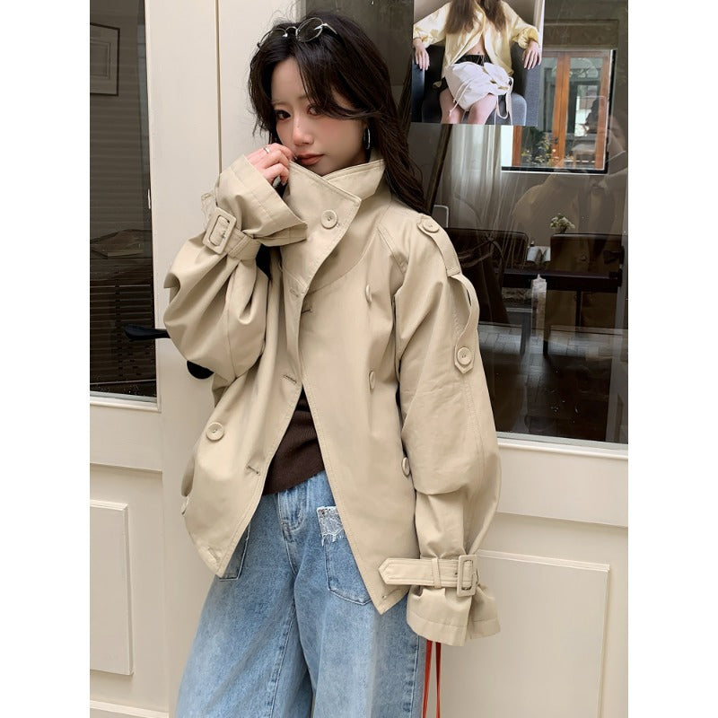 Damen Oversized Trenchcoat Jacke mit weitem Schnitt und Schulterklappen Shop Nory
