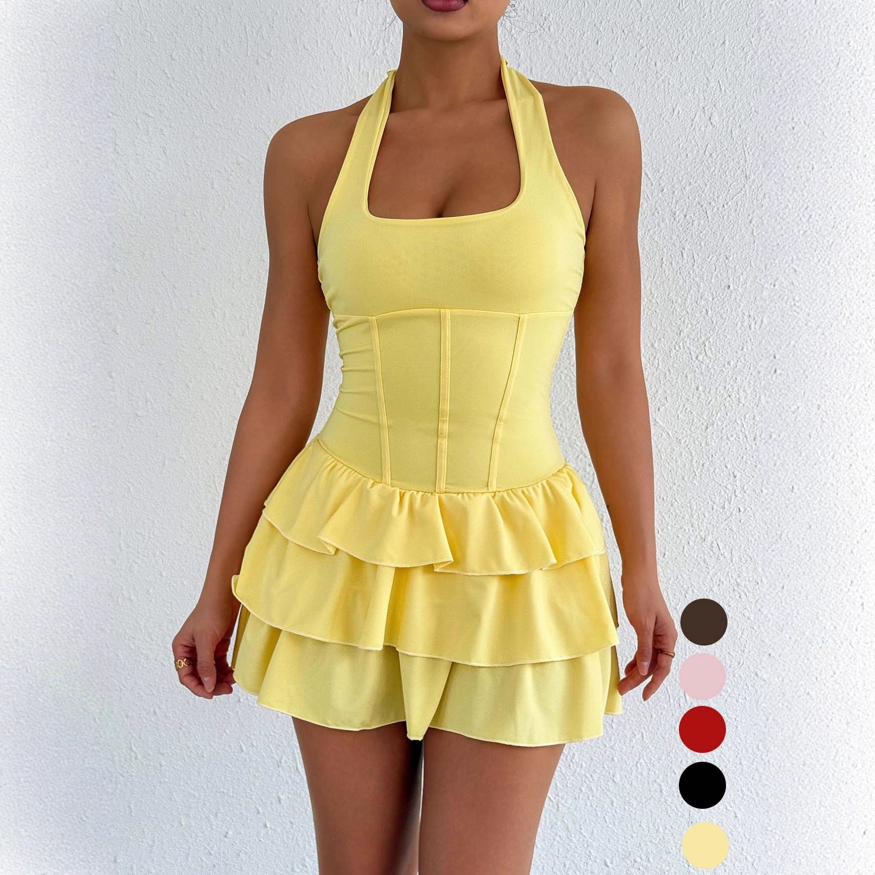 Damen Rüschenkleid mit trägerlosem Design und Figur formendem Schnitt