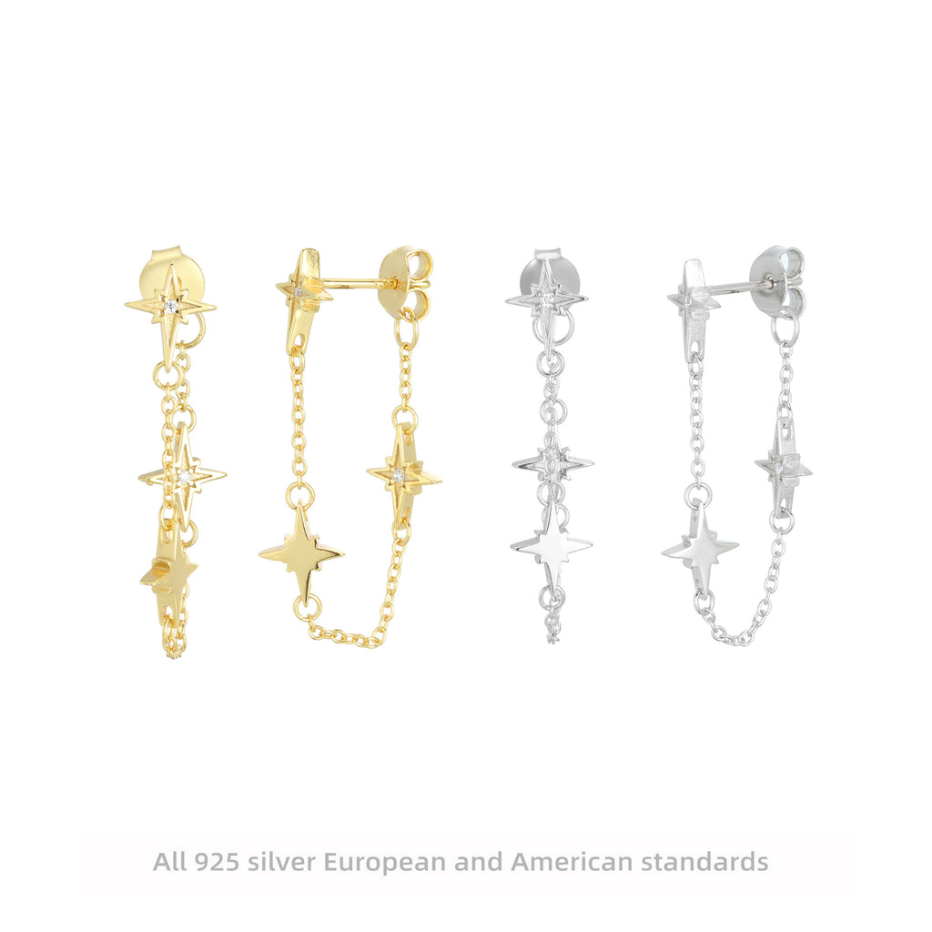 Damen Ohrringe mit funkelndem Sternendesign aus hochwertigem 925 Sterling Silber Shop Nory