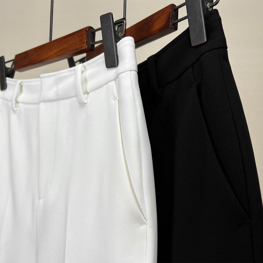 Damen Elegante gerade geschnittene Anzughose mit Bügelfalte und Eingrifftaschen Shop Nory