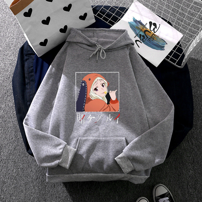 Damen nan Oversize Kapuzenpullover mit Manga-Frontprint und Kängurutasche Shop Nory