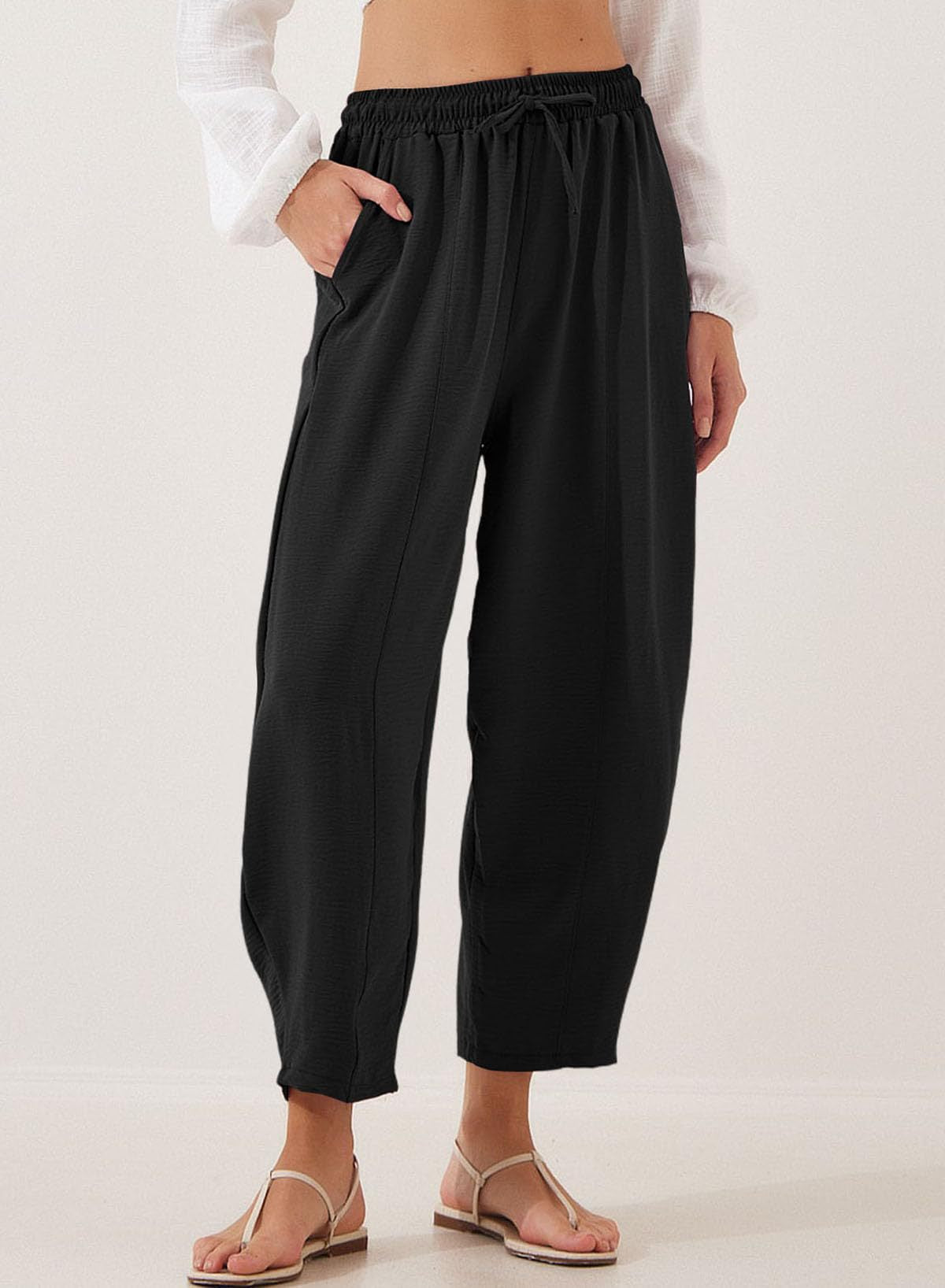 Damen lässige Freizeithose mit elastischem Bund und praktischen Seitentaschen