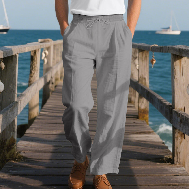 Herren luftige Freizeithose mit elastischem Bund und seitlichen Taschen Shopnory