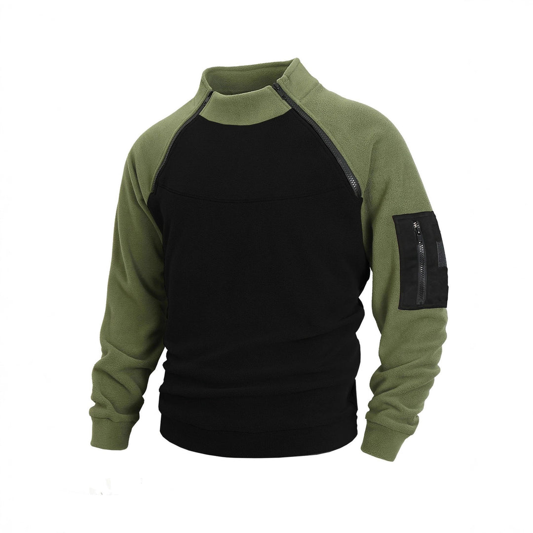 Herren technischer Fleece-Halbzip-Pullover mit asymmetrischen Schulterreißverschlüssen und Reißverschluss-Ärmeltasche Shop Nory