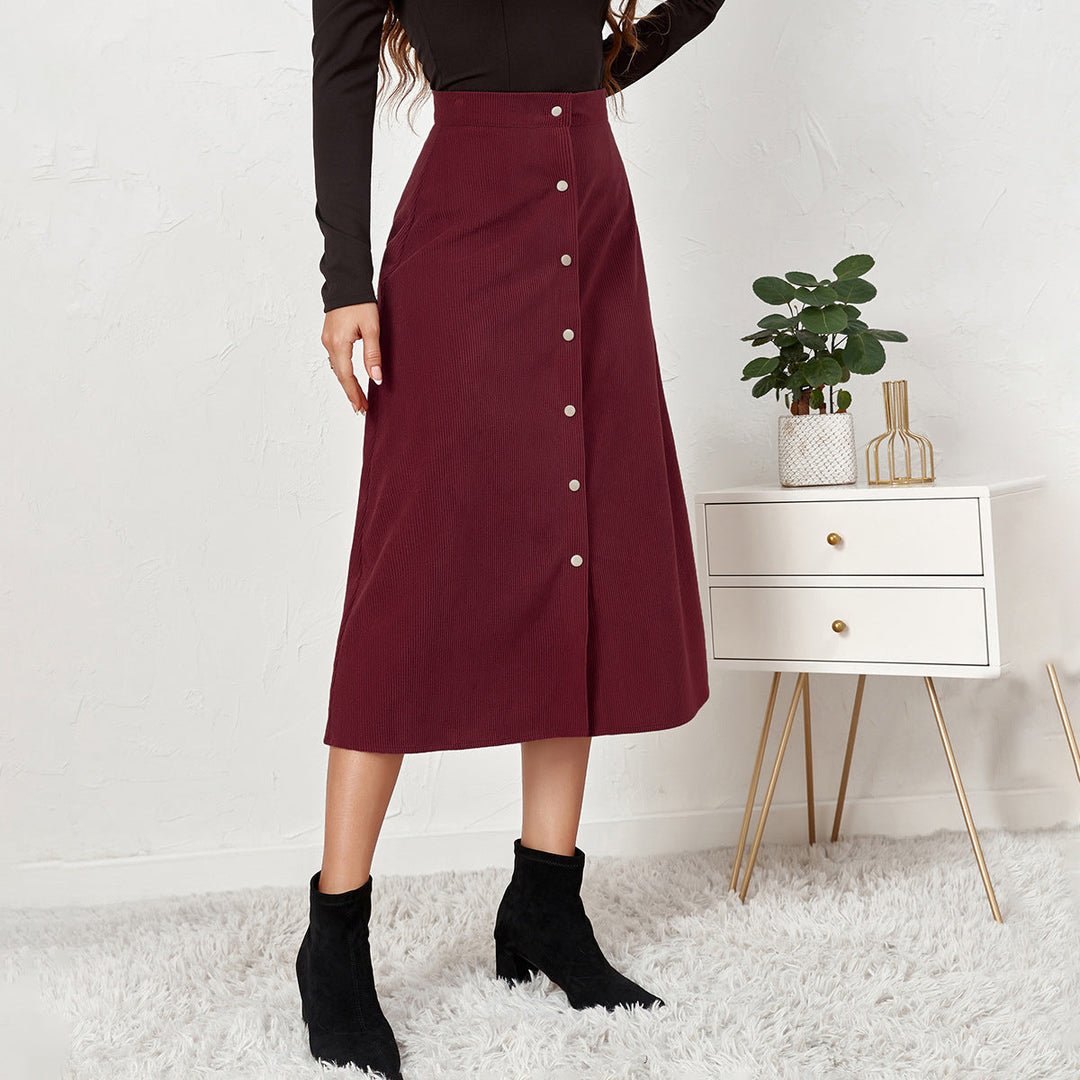 Damen Maxirock mit Knopfleiste aus strukturiertem Cord