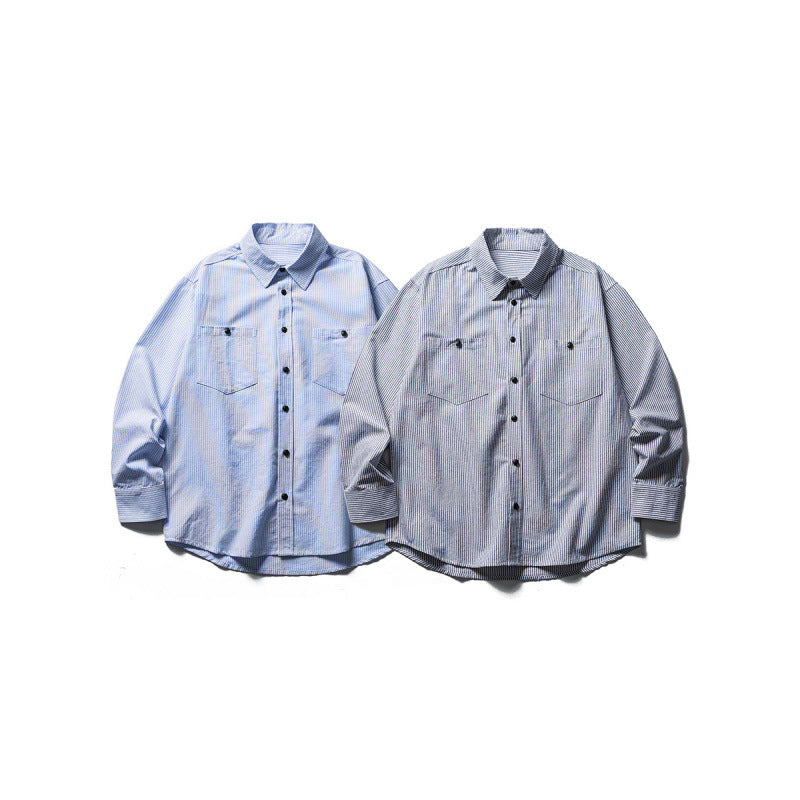 Herren Oversize Hemd im Worker‑Stil mit Nadelstreifen und Brusttaschen Shop Nory