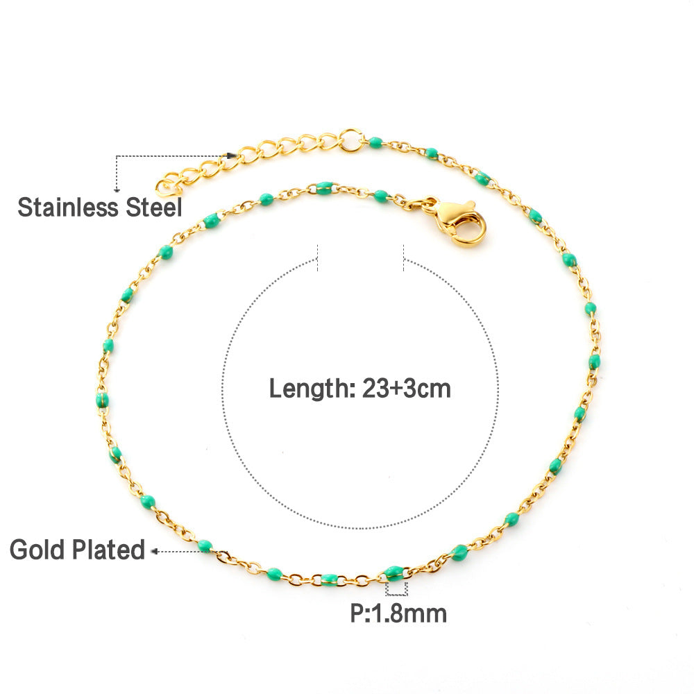 Damen Edelstahl Fußkette mit antiallergischen Perlen Shop Nory