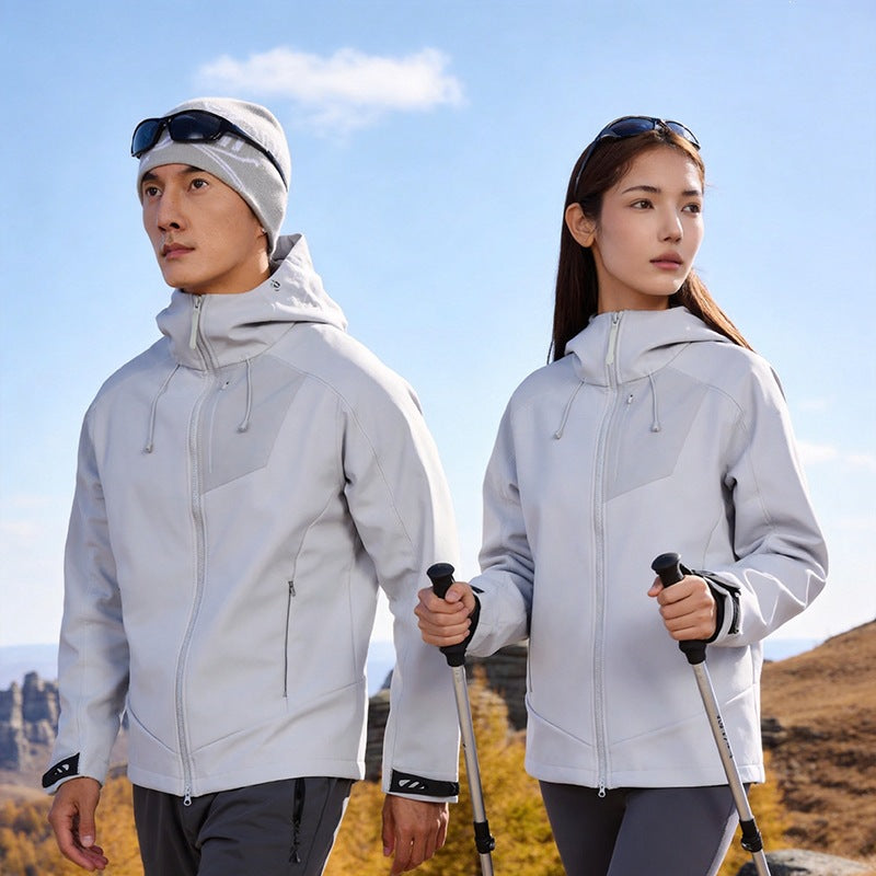Unisex Softshell Outdoorjacke mit Kapuze, winddicht und elastisch Shop Nory