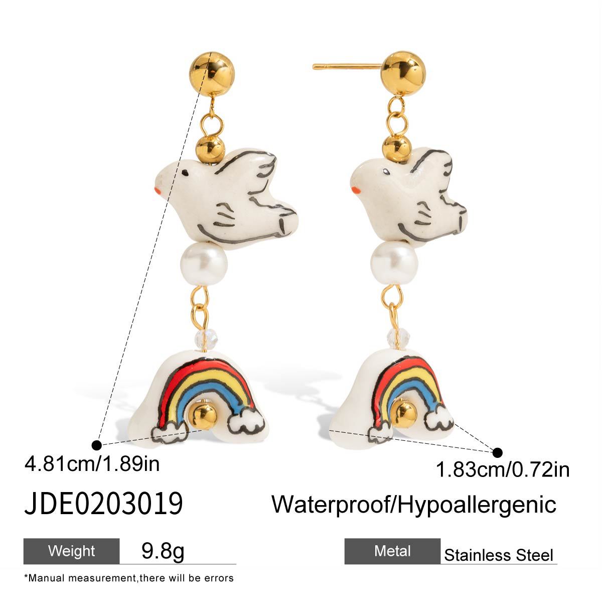 Damen Ohrhänger im verspielten Enten-Design mit Perlenschmuck und hypoallergener Edelstahlverarbeitung Shop Nory