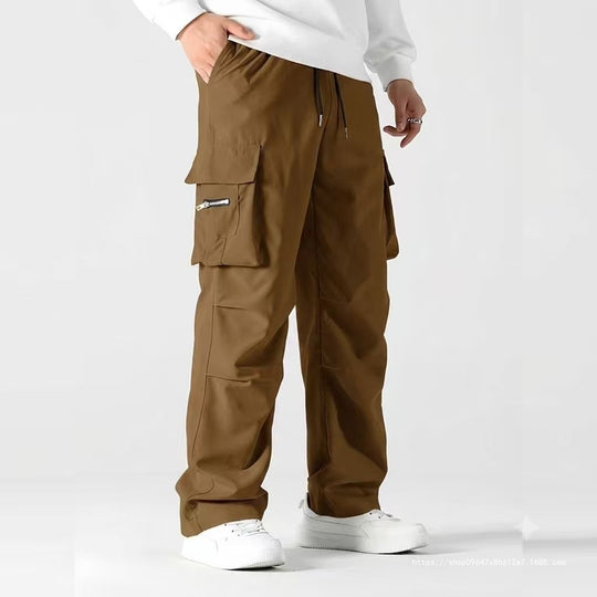 Herren weite Utility-Cargohose mit Tunnelzugbund, Knieabnähern und Multifachtaschen Shop Nory