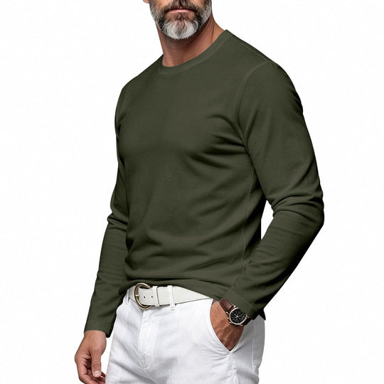 Herren Slim-Fit Baumwoll-Langarmshirt mit Rundhalsausschnitt Shop Nory