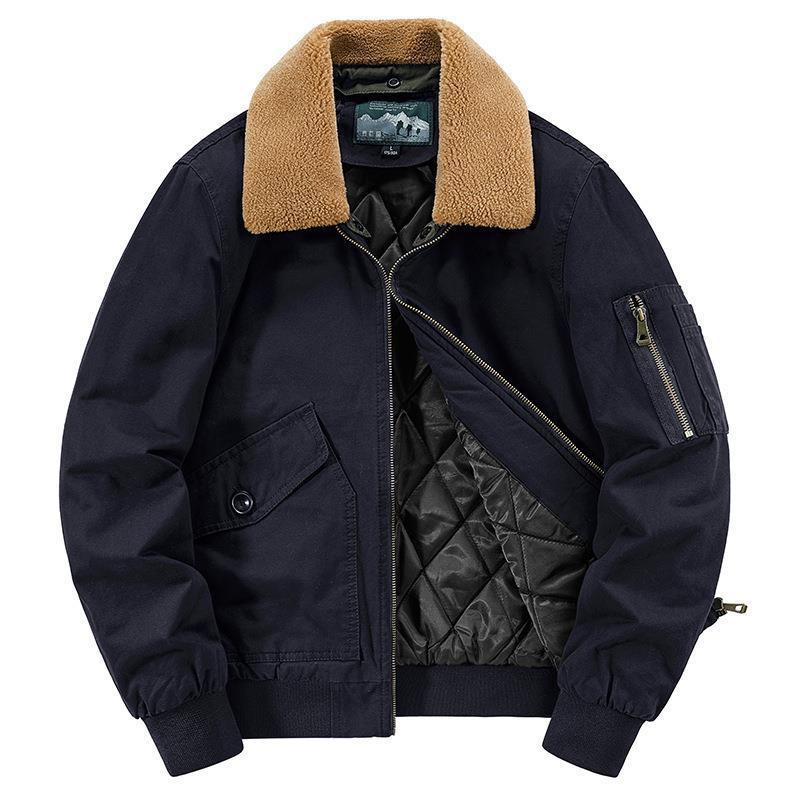 Herren Canvas-Bomberjacke mit gesteppter Thermofütterung und Teddykragen Shop Nory