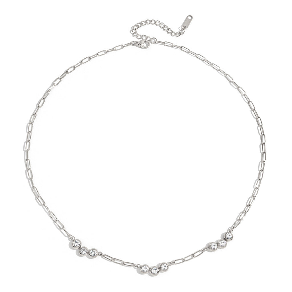 Damen Halskette mit eleganten Zirkonia-Elementen und hypoallergenem Edelstahl Shop Nory