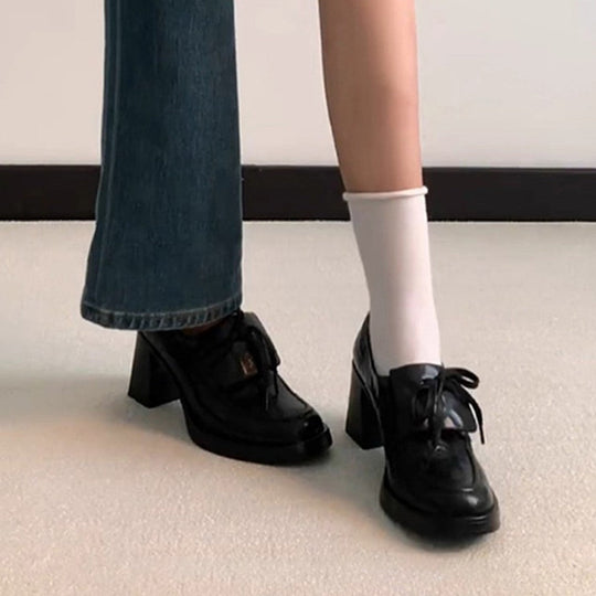 Damen elegante Schnürschuhe mit Blockabsatz