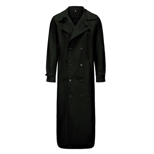 Herren Wasserabweisender Long-Trenchcoat mit doppelter Knopfleiste, Schulterklappen und verstellbarem Taillengürtel Shop Nory