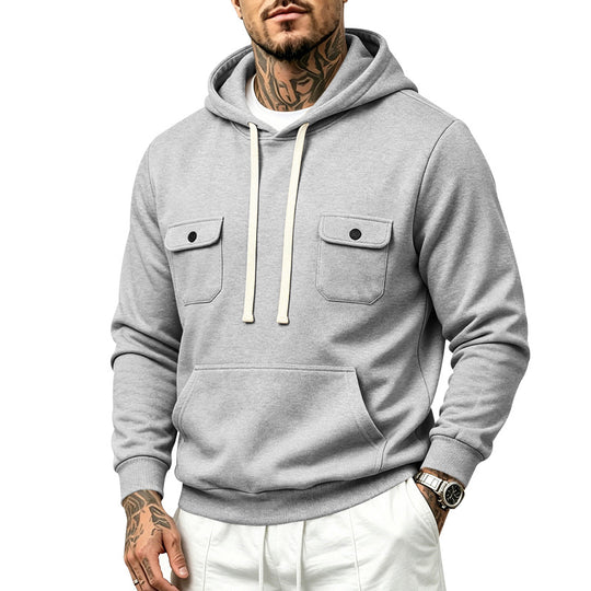 Herren Kapuzenpullover mit Doppel-Brusttaschen und Kängurutasche Shop Nory