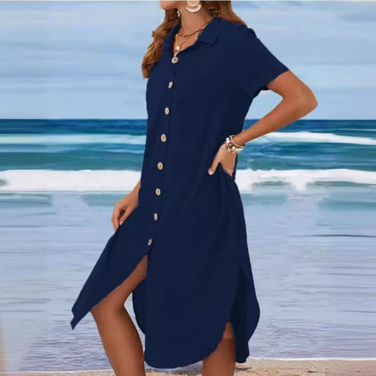Damen Hemdkleid mit Knopfleiste und Seitenschlitzen Shop Nory