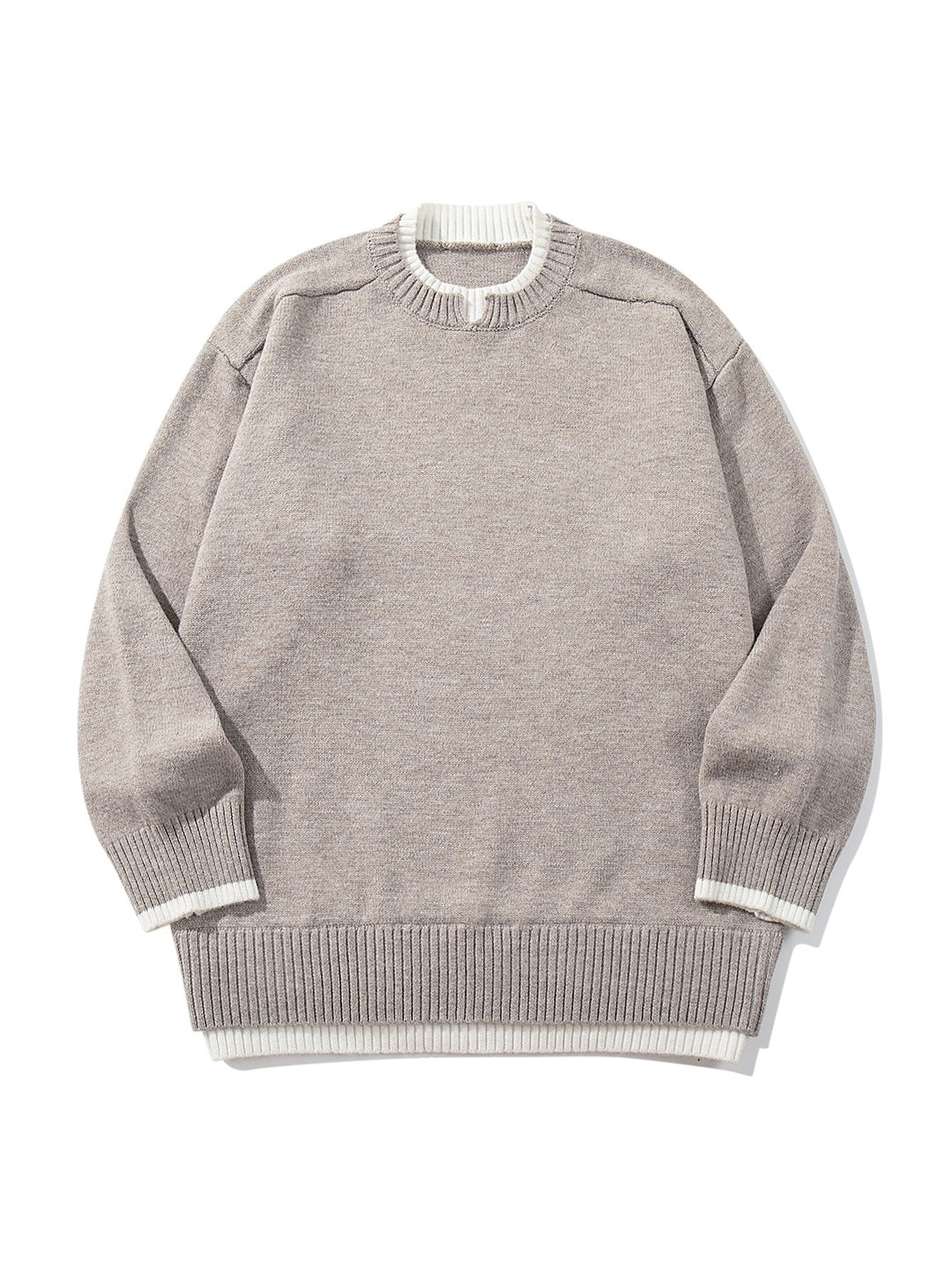 Damen Oversize‑Strickpullover mit kontrastiertem Rippkragen und verlängertem Bund Shop Nory