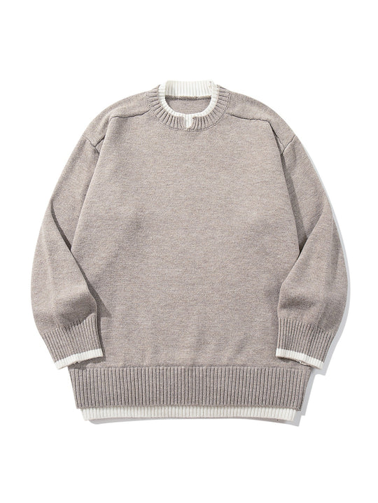 Damen Oversize‑Strickpullover mit kontrastiertem Rippkragen und verlängertem Bund Shop Nory