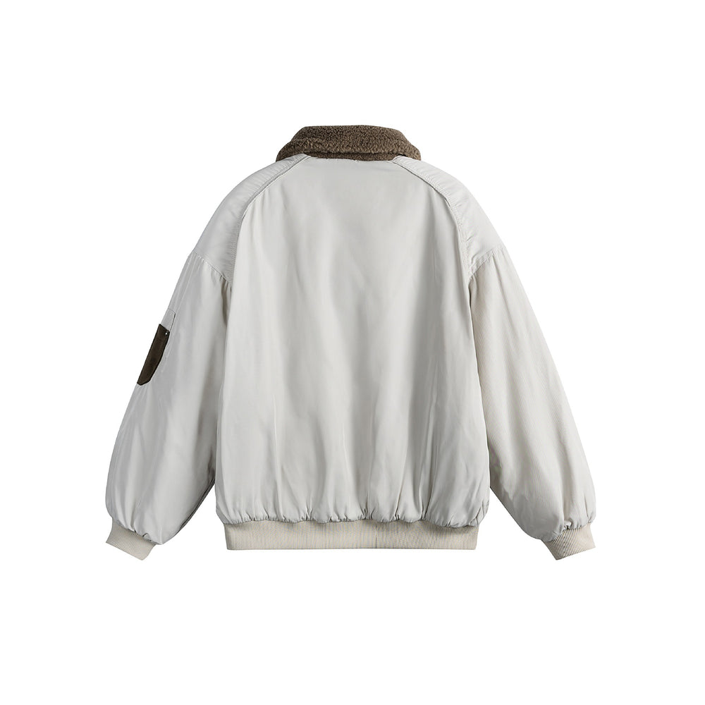 Unisex Wattierte Bomberjacke mit Teddykragen und Utility-Ärmeltasche Shop Nory