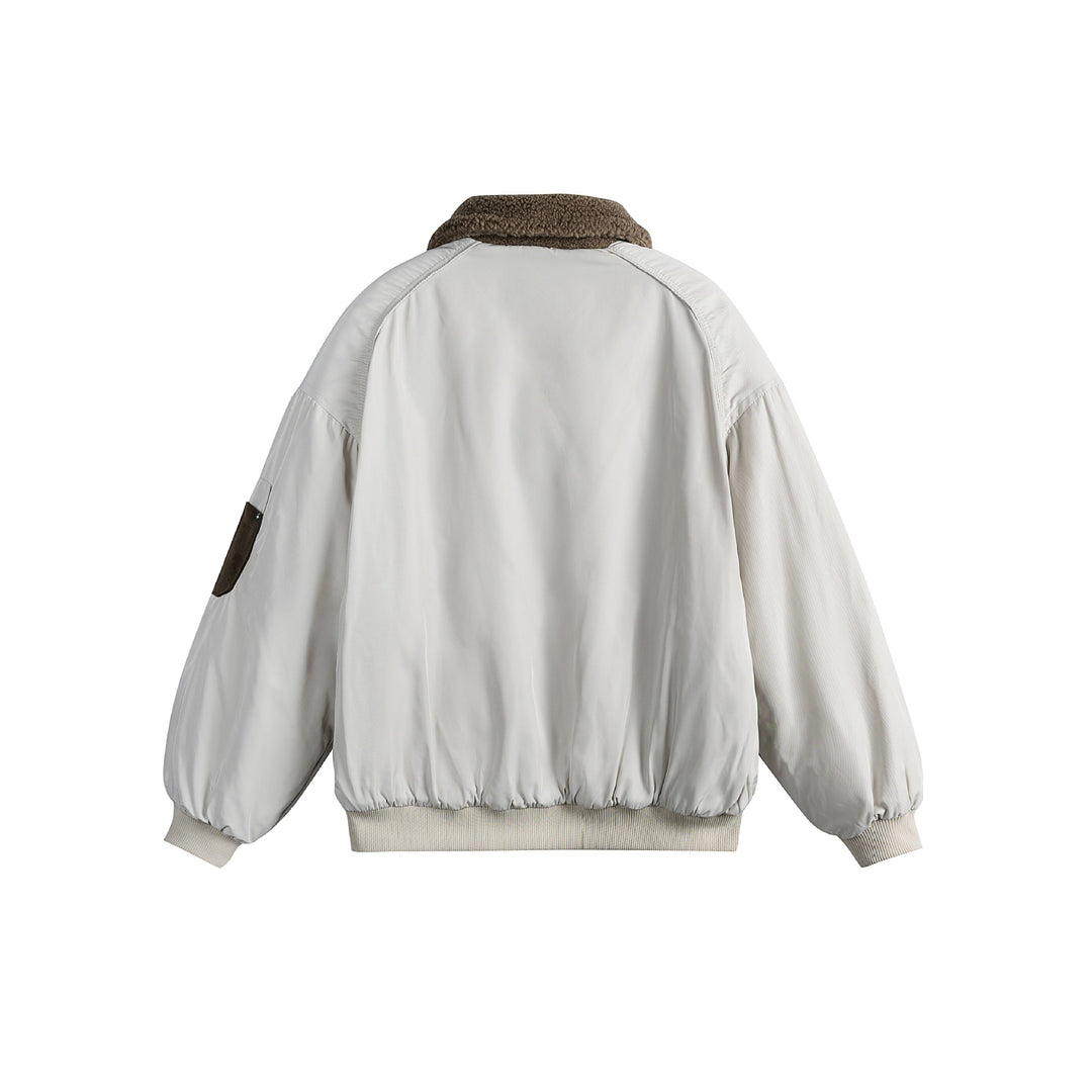 Unisex Wattierte Bomberjacke mit Teddykragen und Utility-Ärmeltasche Shop Nory