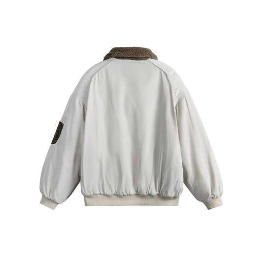 Unisex Wattierte Bomberjacke mit Teddykragen und Utility-Ärmeltasche Shop Nory