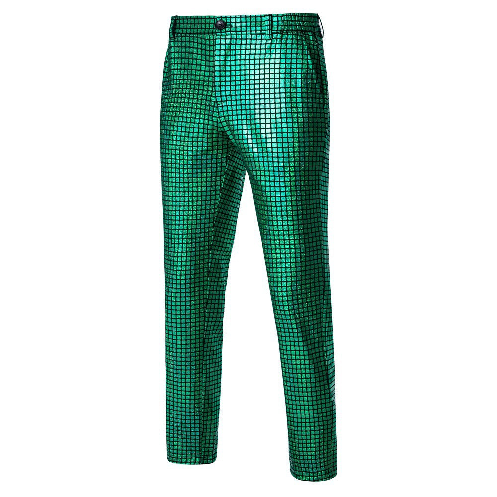 Herren Slim-Fit Anzughose mit glänzender Paillettenoptik und feinem Karomuster Shop Nory