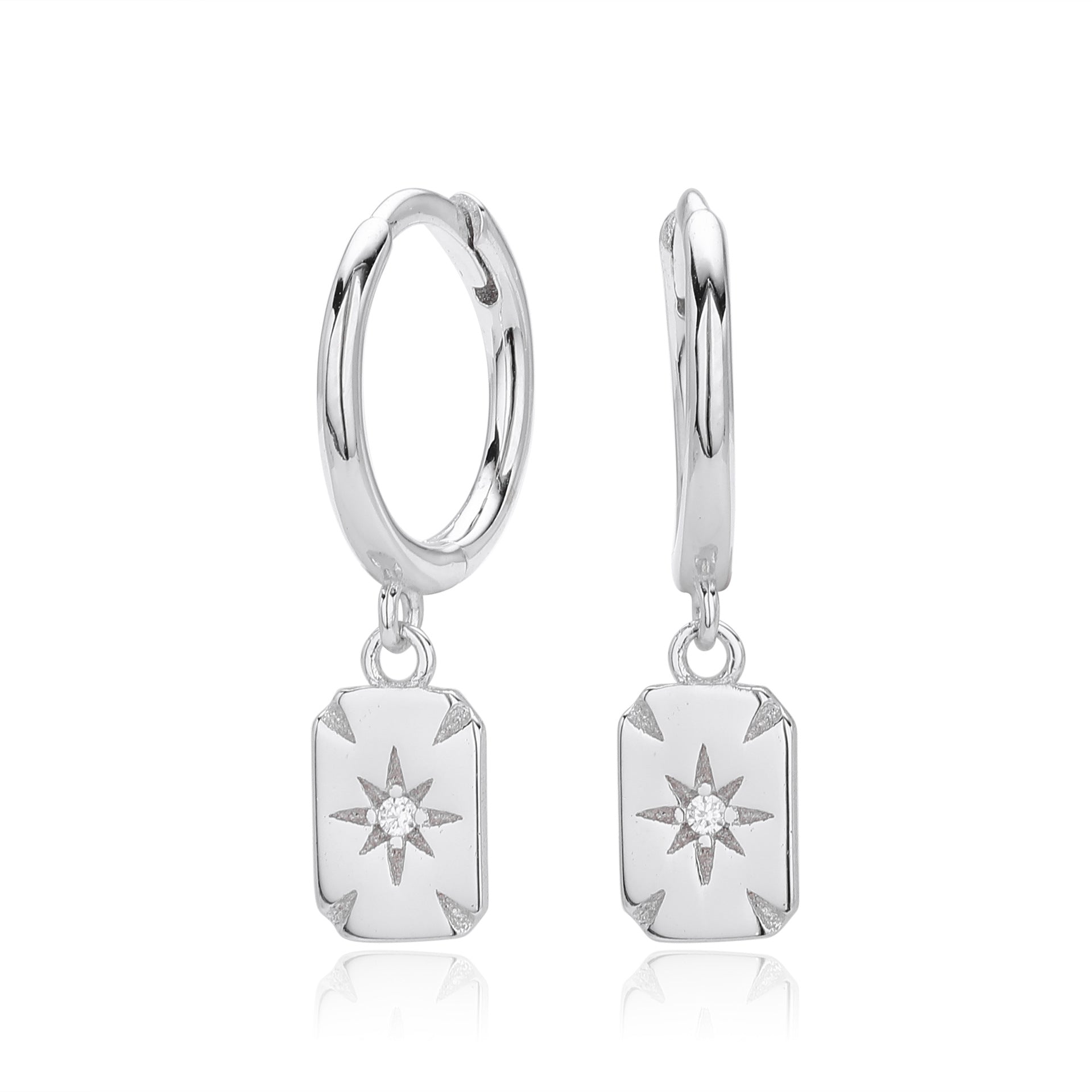 Damen Ohrhänger mit Zirkon-Anhänger und hochwertiger 925 Sterling Silberfassung Shop Nory