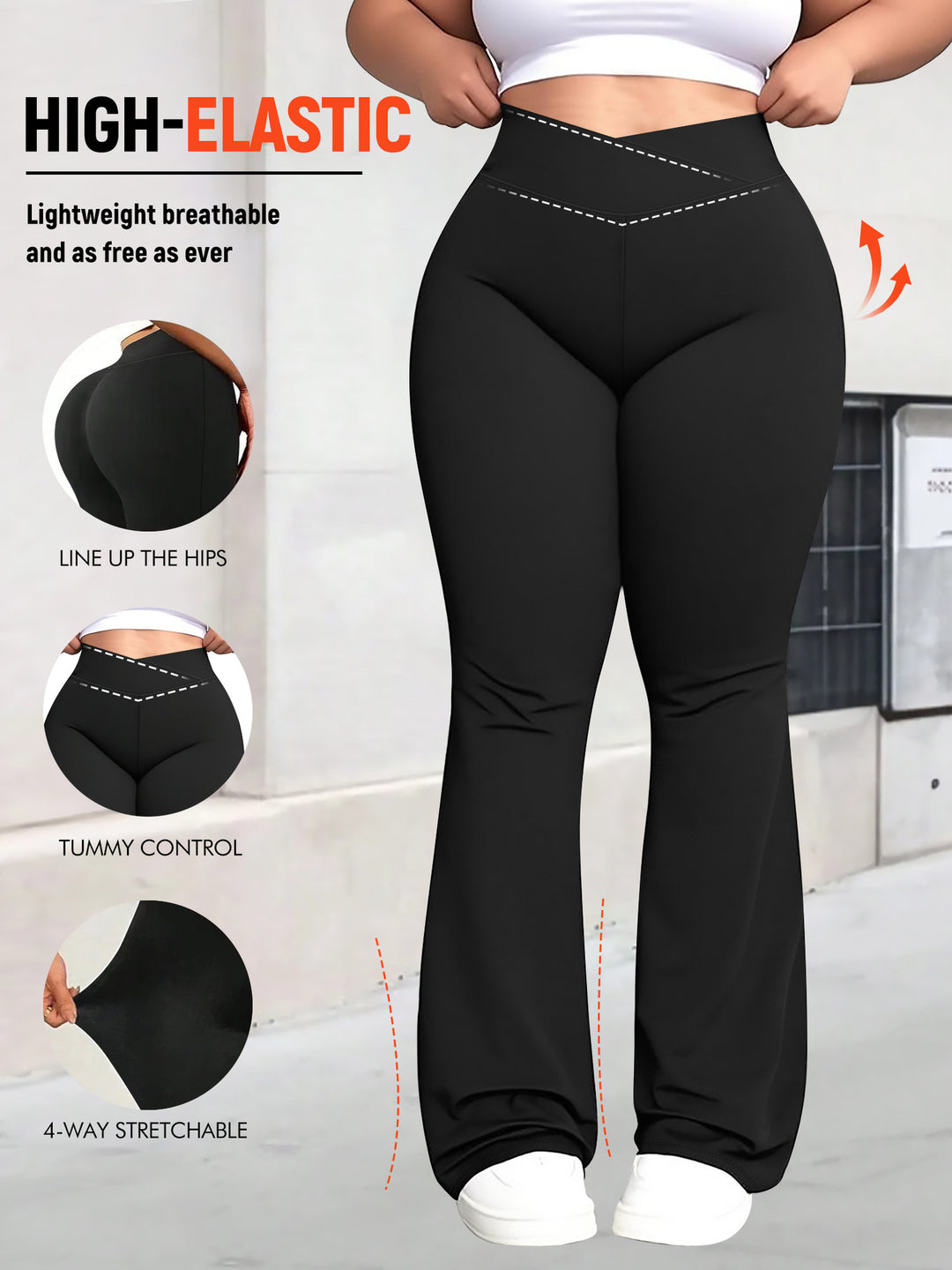 Damen taillenhohe Shaping Bootcut-Leggings mit Bauchkontrolle und 4-Wege-Stretch Shopy Nory