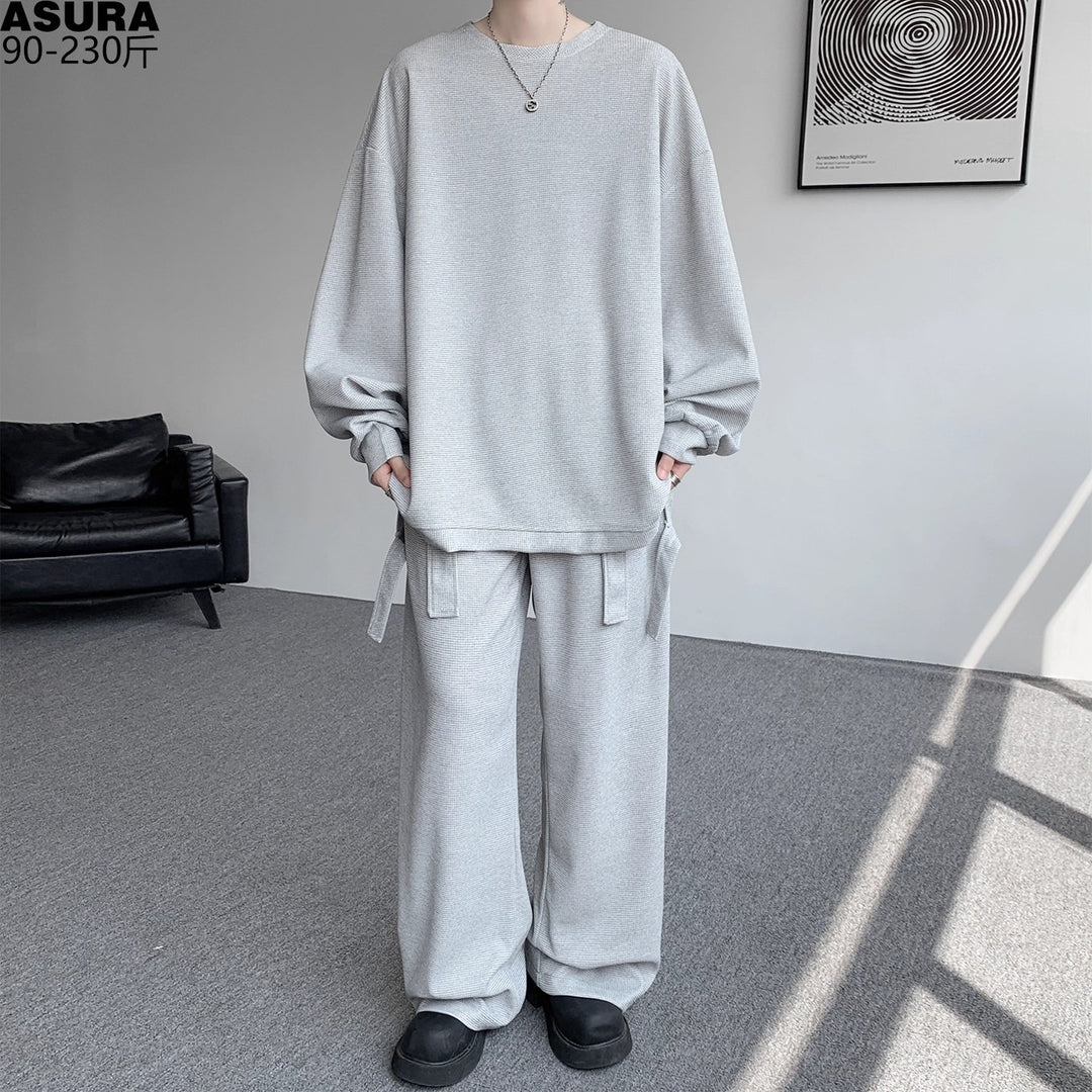 Unisex Lässiges Oversize Lounge-Set aus Waffelstrick mit Cargo-Bindungen Shop Nory