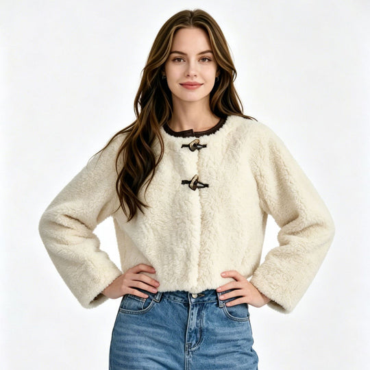 Damen Kurzblouson aus Teddy‑Fleece mit Knebelverschlüssen Shop Nory