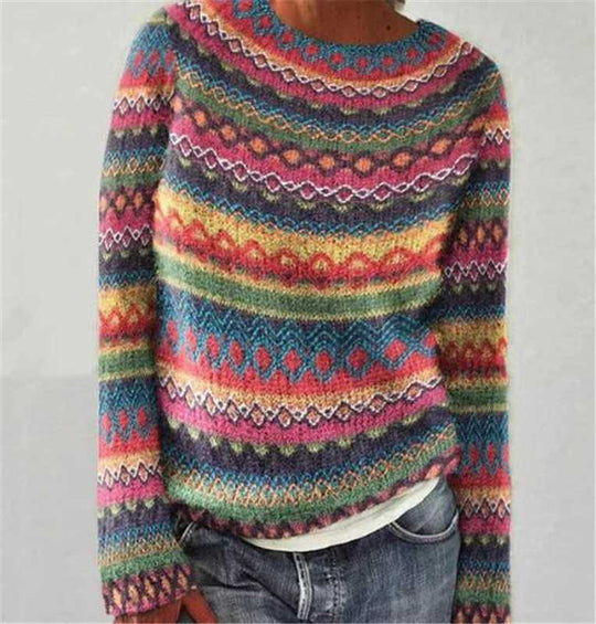 Damen nan Norwegerpullover aus Wollmix mit Rundhalsausschnitt und traditionellem Fair-Isle-Yoke Shop Nory
