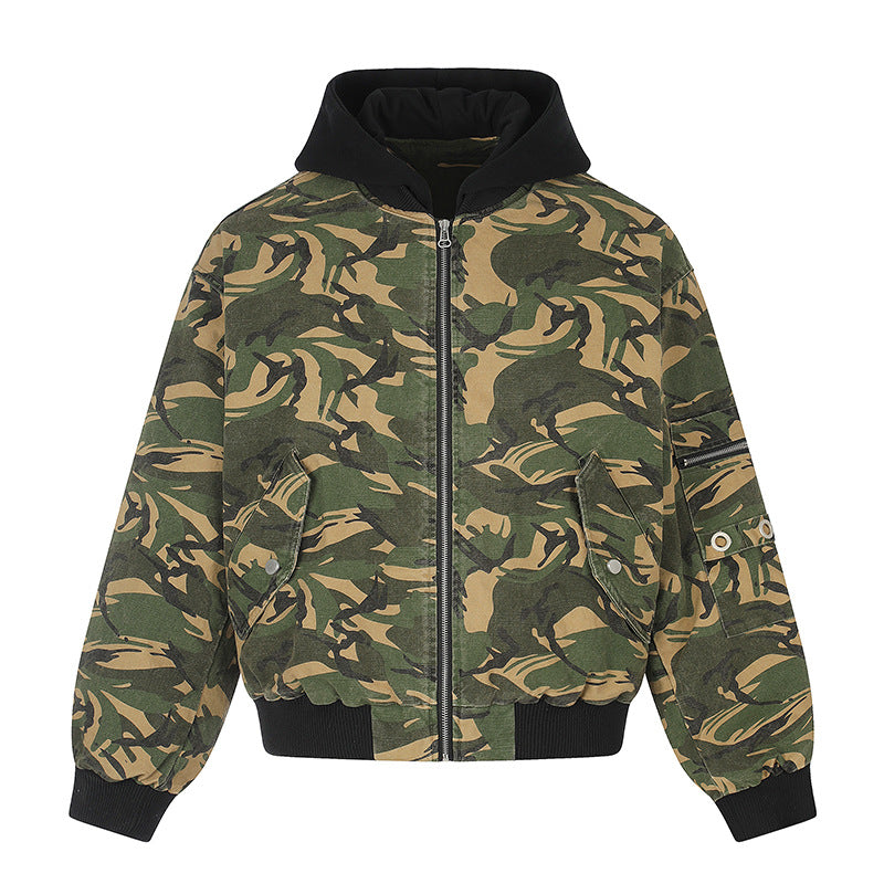 Damen Oversize-Utility Bomberjacke mit Kapuze, Reißverschluss-Front und Ärmel‑Tasche Shop Nory
