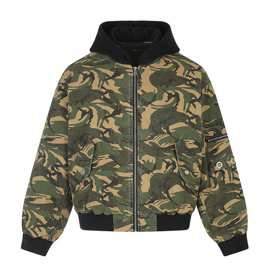 Damen Oversize-Utility Bomberjacke mit Kapuze, Reißverschluss-Front und Ärmel‑Tasche Shop Nory