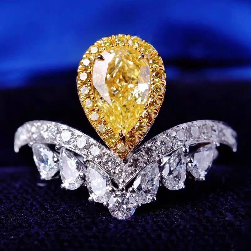 DamenEleganter Ring mit tropfenförmigem Edelstein und funkelndem Kristallbesatz Shop Nory
