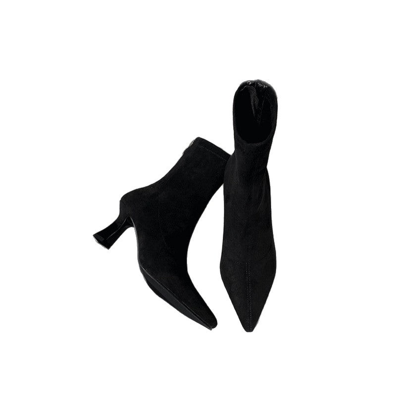 Damen spitz zulaufende Ankle-Boots aus Veloursleder mit sculpted Heel und schmalem Schaft Shop Nory