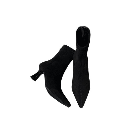 Damen spitz zulaufende Ankle-Boots aus Veloursleder mit sculpted Heel und schmalem Schaft Shop Nory