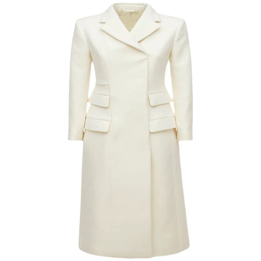 Damen Langmantel im minimalistischen Blazer‑Stil mit verdeckter Knopfleiste und dreifacher Pattentasche Shop Nory