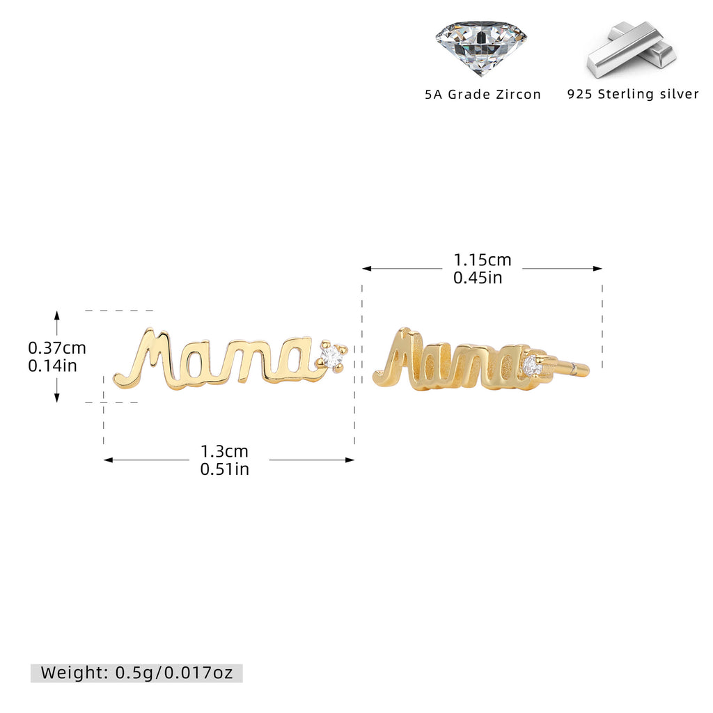 Damen Ohrstecker mit personalisiertem 'Mama'-Design aus hochwertigem 925 Sterling Silber Shop Nory