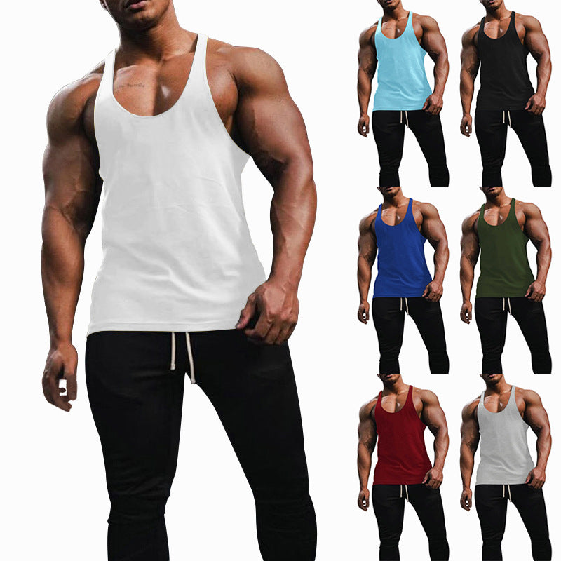 Herren nan athletisches Tanktop mit tiefem Armausschnitt und schmalen Trägern am Rücken aus Baumwollstretch Shopnory