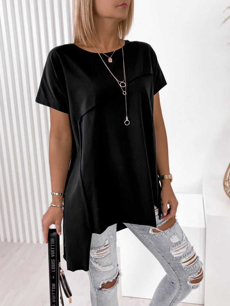Damen asymmetrisches Oberteil mit eleganter Drapierung Shopnory