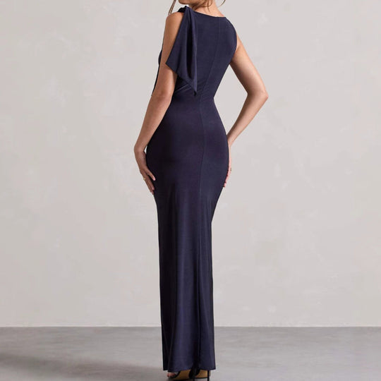 Damen Elegantes Maxikleid mit asymmetrischem Träger und figurbetontem Schnitt
